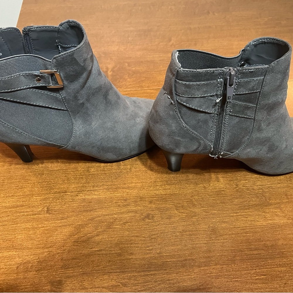Grey faux suede ankle boots